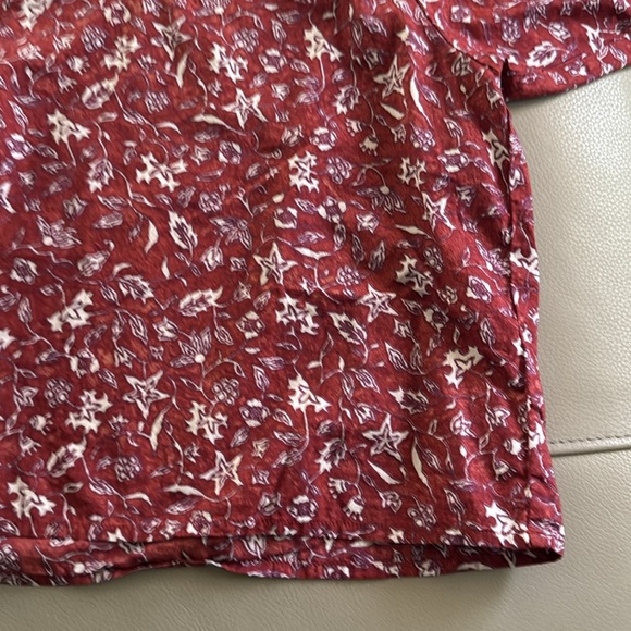 Madewell Red Floral Puff Sleeve V Neck Cotton Blouse Top Size XS - Picture 5 of 12